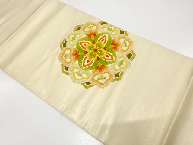 アンティーク　相良刺繍　華紋織り出し袋帯（材料）